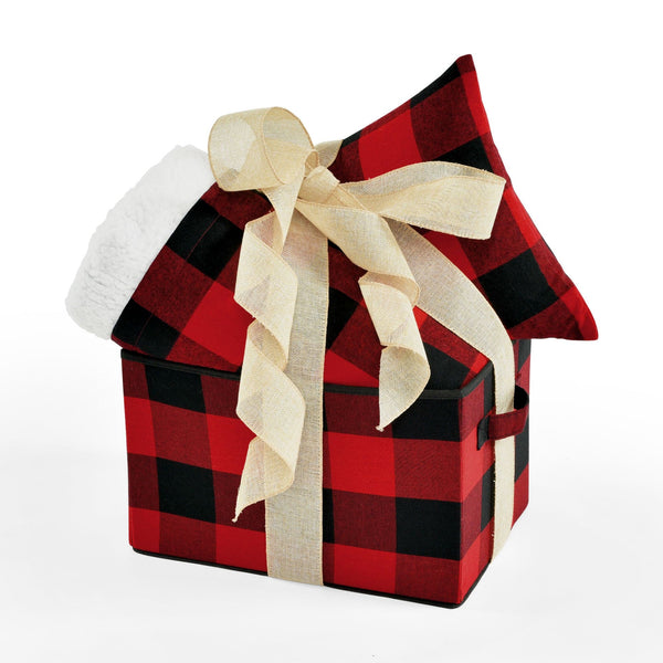 Lush Decor Woven Buffalo Check Gift Box Set