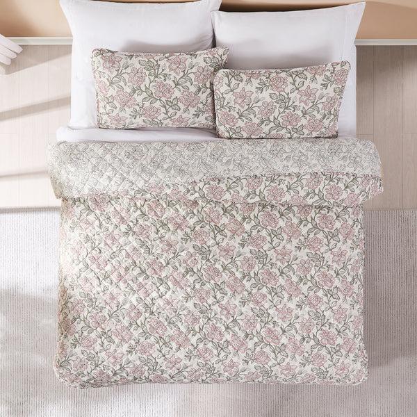 Lush Decor Zara Floral Block Reversible Quilt Set