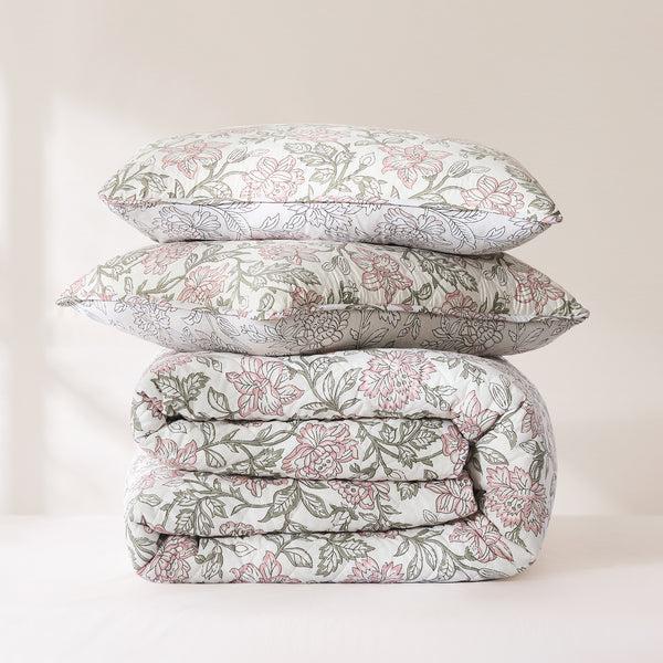 Lush Decor Zara Floral Block Reversible Quilt Set