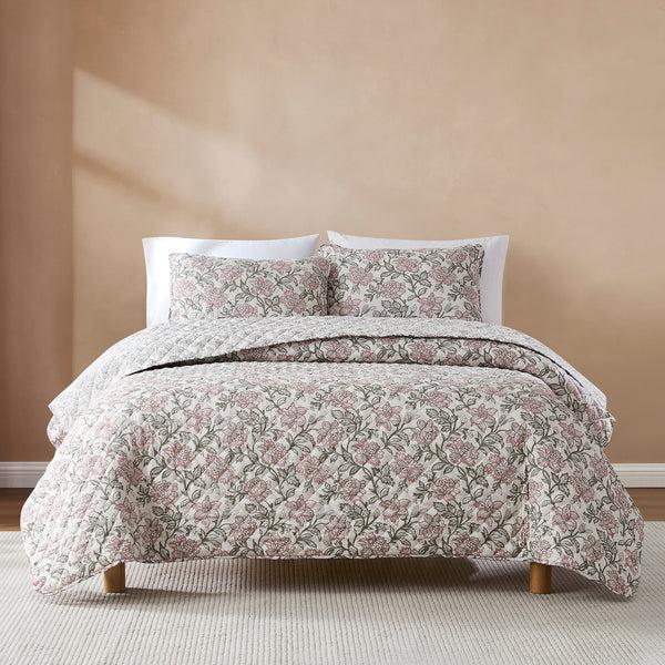 Lush Decor Zara Floral Block Reversible Quilt Set