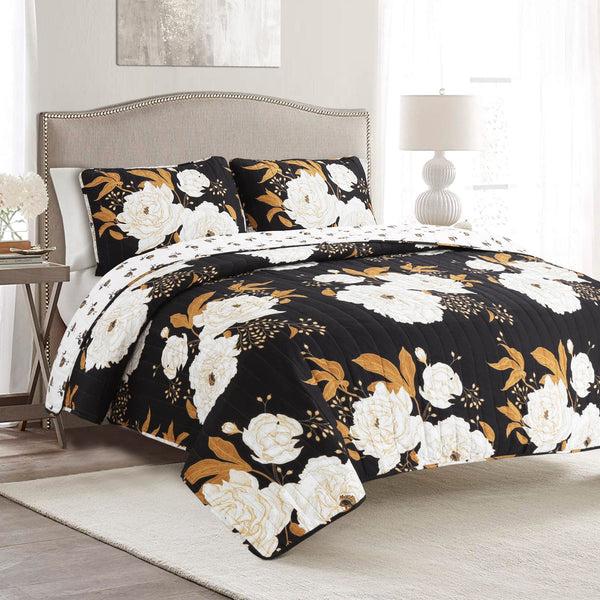 Lush Decor Zinnia Floral 3 Piece Quilt Set