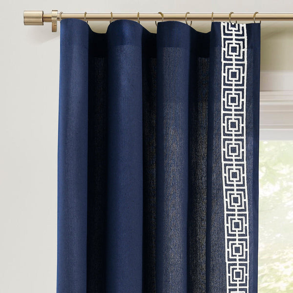 Lush Decor Luxury Modern Square Embroidery Border Window Curtain Panel