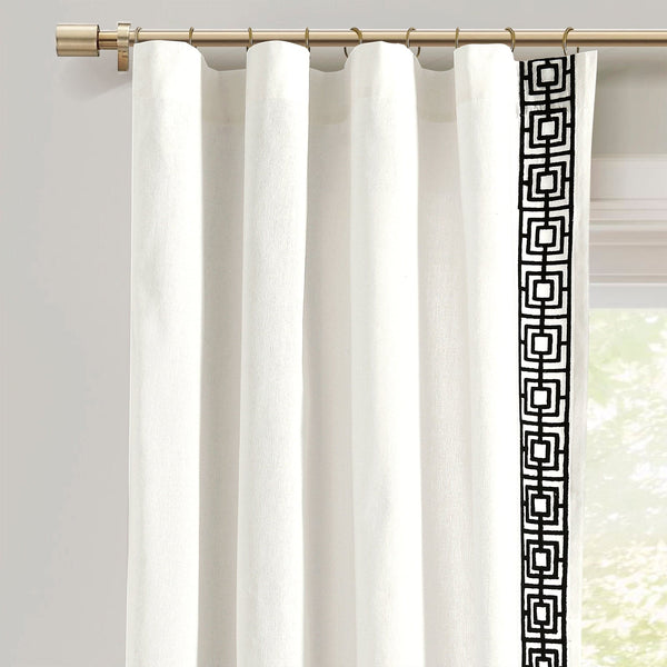 Lush Decor Luxury Modern Square Embroidery Border Window Curtain Panel