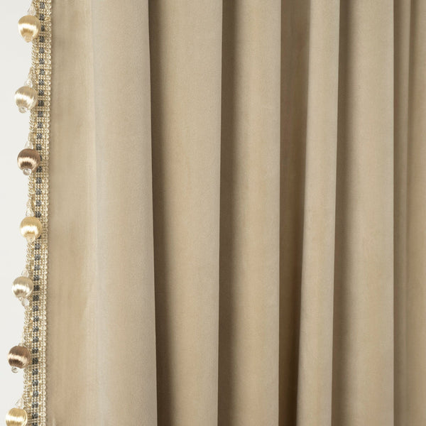 Lush Decor Luxury Vintage Velvet With Silky Pompom Trim Window Curtain Panel