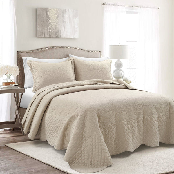 Lush Decor Medallion Scalloped Edge Oversized Bedspread Set