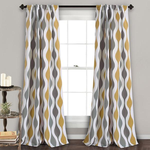 Lush Decor Mid Century Geo Light Filtering Window Curtain Panel Set