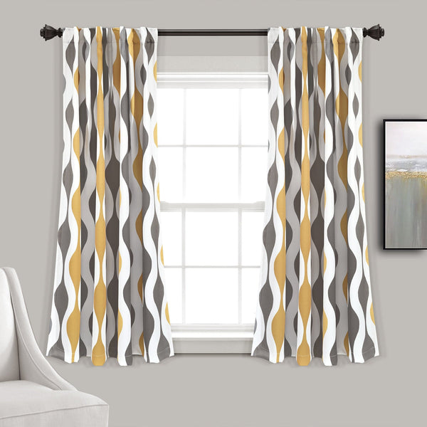 Lush Decor Mid Century Geo Light Filtering Window Curtain Panel Set