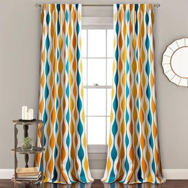 Lush Decor Mid Century Geo Light Filtering Window Curtain Panel Set