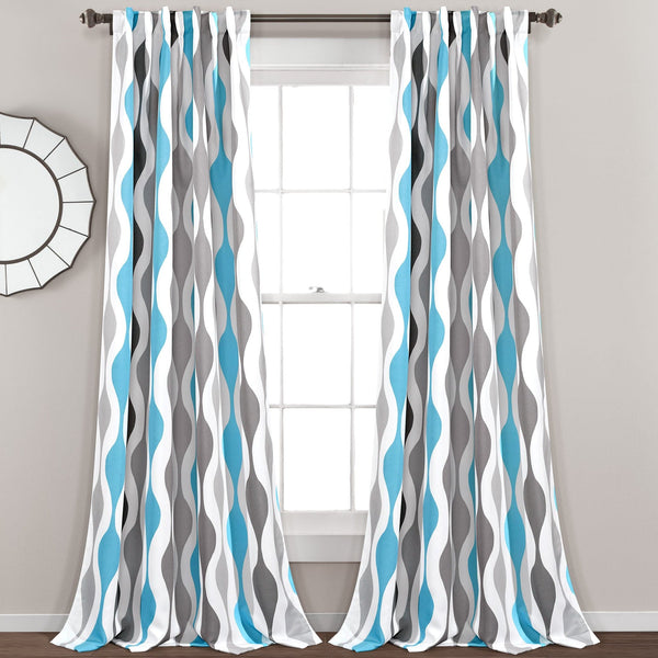 Lush Decor Mid Century Geo Light Filtering Window Curtain Panel Set