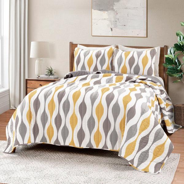 Lush Decor Mid Century Geo Reversible Quilt 3 Piece Set