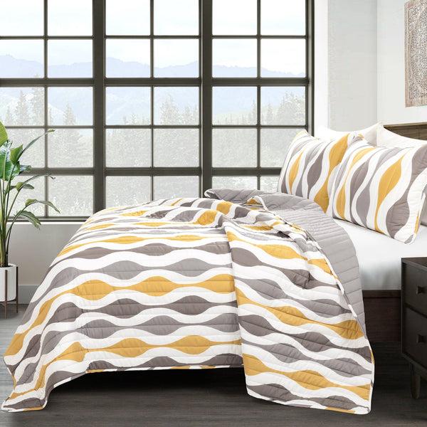 Lush Decor Mid Century Geo Reversible Quilt 3 Piece Set