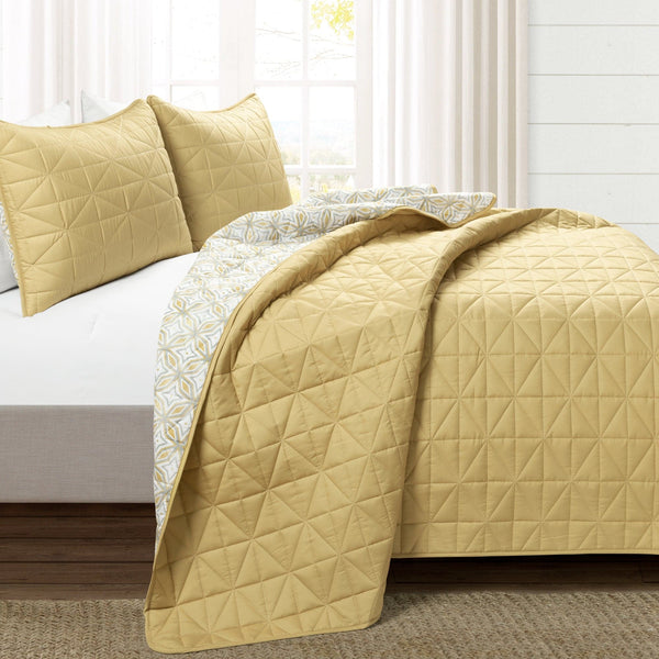 Lush Decor Mid Century Modern Geo Reversible Quilt 3 Piece Set