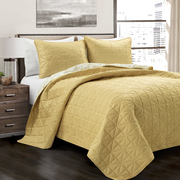 Lush Decor Mid Century Modern Geo Reversible Quilt 3 Piece Set