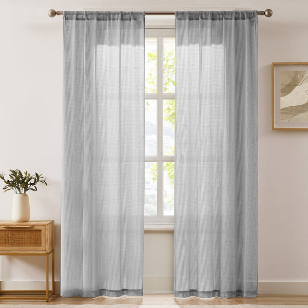 Lush Decor Milla Knitted Textured Sheer Window Curtain Panel Pair