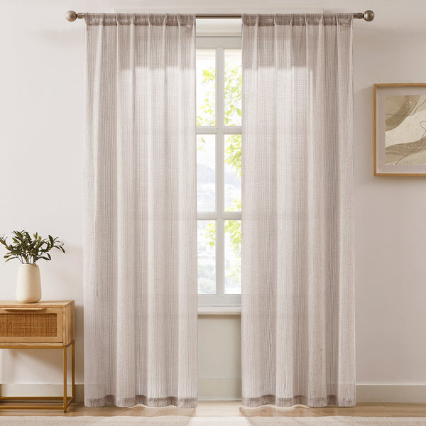 Lush Decor Milla Knitted Textured Sheer Window Curtain Panel Pair
