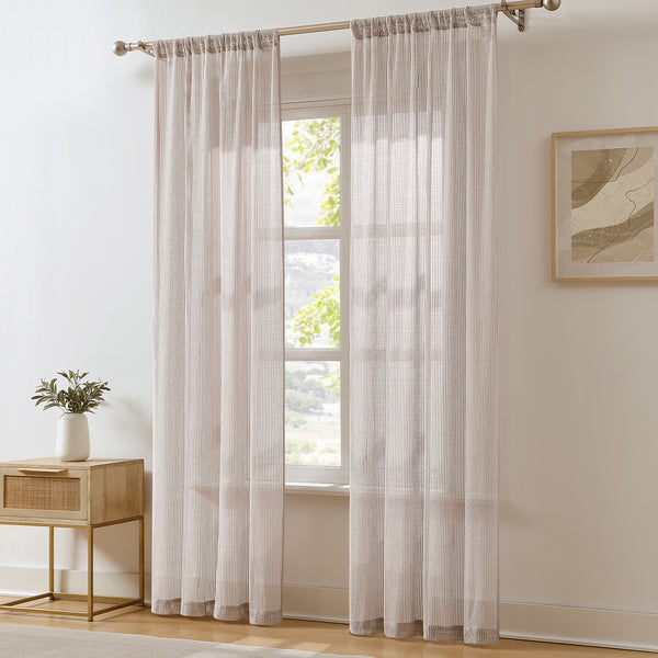Lush Decor Milla Knitted Textured Sheer Window Curtain Panel Pair