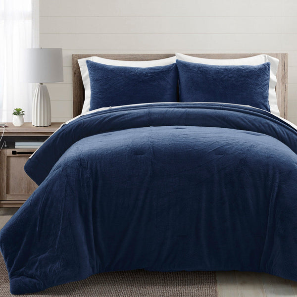 Lush Decor Modern Solid Ultra Soft Faux Fur Comforter Bed In A Bag