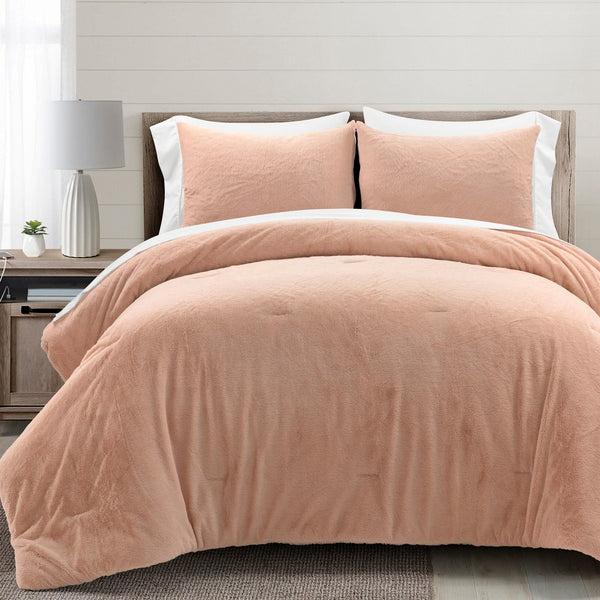 Lush Decor Modern Solid Ultra Soft Faux Fur Comforter Bed In A Bag