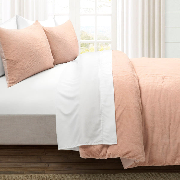 Lush Decor Modern Solid Ultra Soft Faux Fur Comforter Bed In A Bag