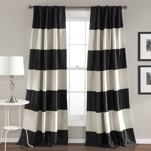 Lush Decor Montego Stripe Light Filtering Window Curtain Set