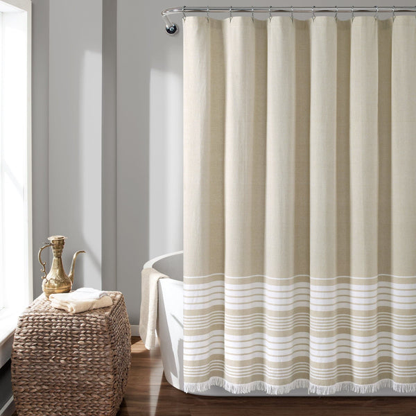 Lush Decor Nantucket Yarn Dyed Tassel Fringe Shower Curtain