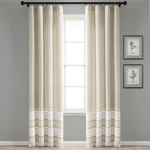 Lush Decor Nantucket Yarn Dyed Tassel Fringe Window Curtain Panel Set