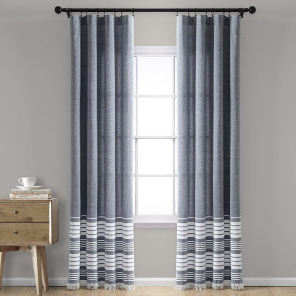 Lush Decor Nantucket Yarn Dyed Tassel Fringe Window Curtain Panel Set