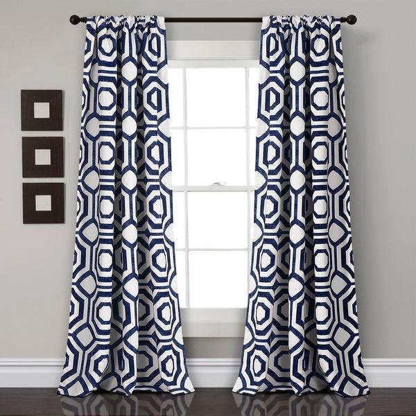 Lush Decor Octagon Blocks Light Filtering Window Curtain Panel Set