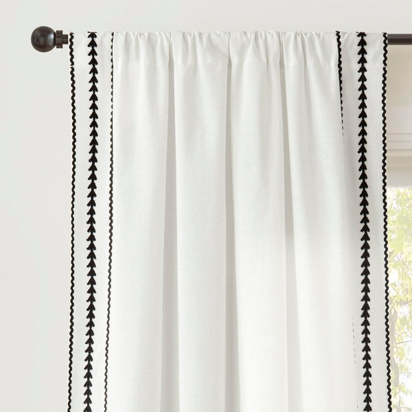Lush Decor Olivia Ric Rac Embroidery Border Window Curtain Panel