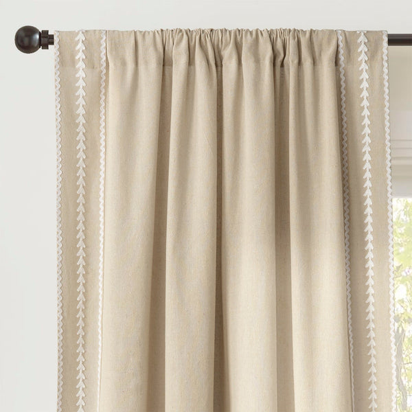 Lush Decor Olivia Ric Rac Embroidery Border Window Curtain Panel