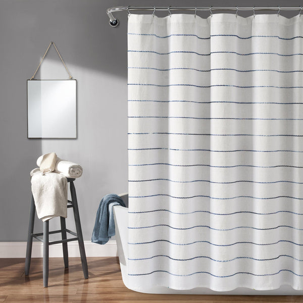 Lush Decor Ombre Stripe Yarn Dyed Recycled Cotton Blend Shower Curtain