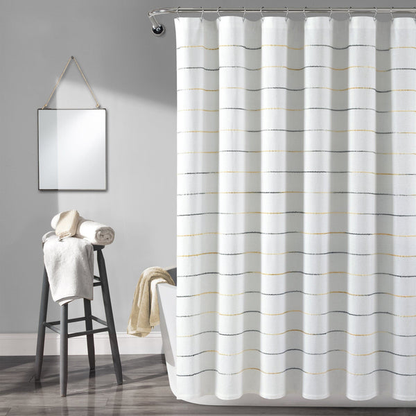Lush Decor Ombre Stripe Yarn Dyed Recycled Cotton Blend Shower Curtain