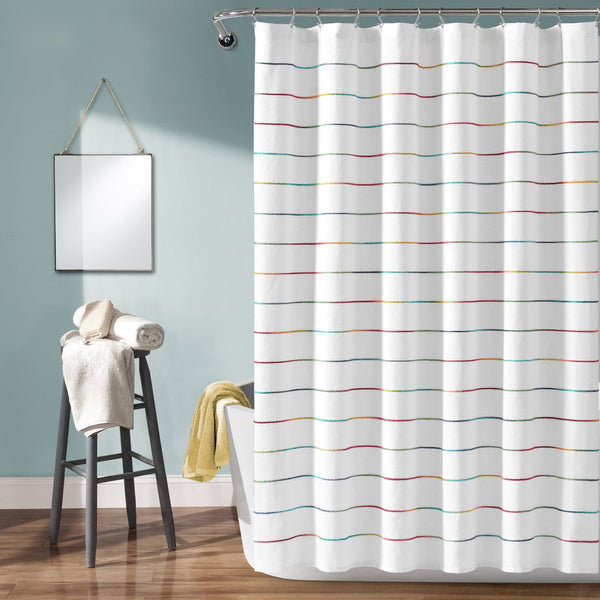 Lush Decor Ombre Stripe Yarn Dyed Recycled Cotton Blend Shower Curtain