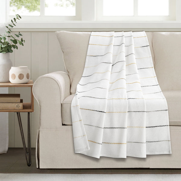 Lush Decor Ombre Stripe Yarn Dyed Recycled Cotton Blend Throw