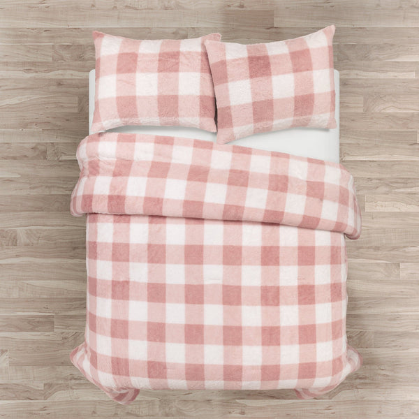 Lush Decor Plaid Ultra Soft Faux Fur All Season Comforter Set