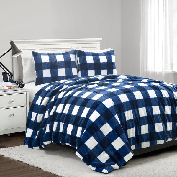 Lush Decor Plaid Ultra Soft Faux Fur All Season Comforter Set