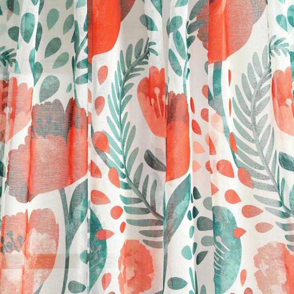 Lush Decor Poppy Garden Sheer Window Curtain Panel Set