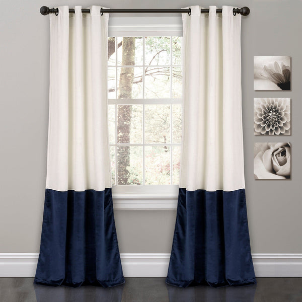 Lush Decor Prima Velvet Color Block Room Darkening Window Curtain Panel Set