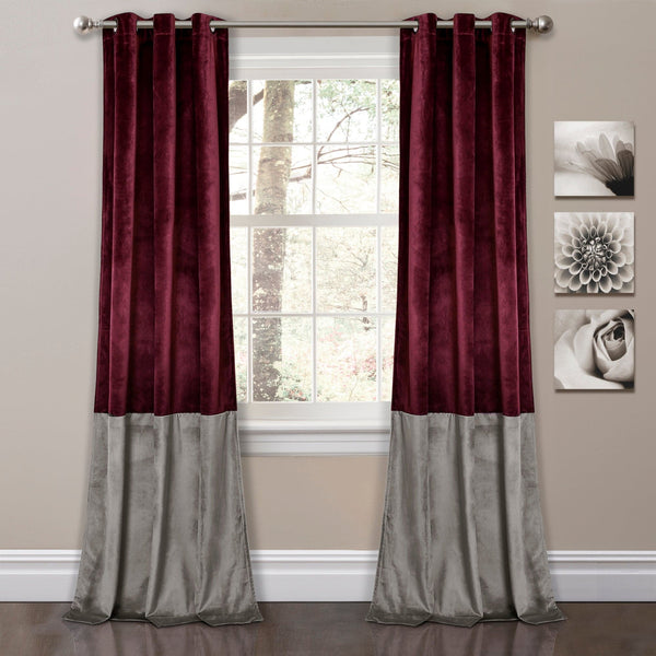 Lush Decor Prima Velvet Color Block Room Darkening Window Curtain Panel Set