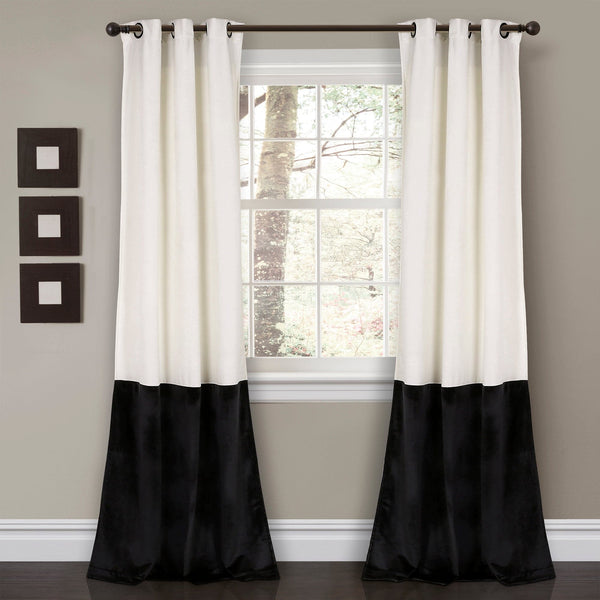 Lush Decor Prima Velvet Color Block Room Darkening Window Curtain Panel Set