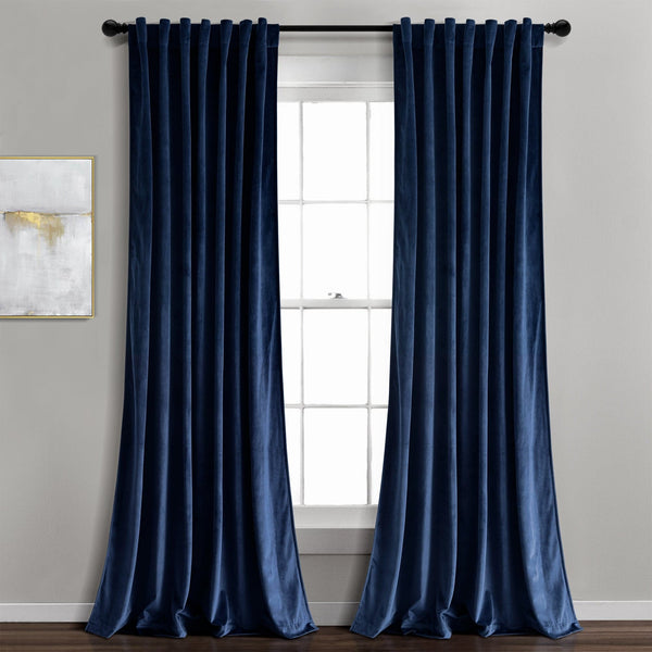 Lush Decor Prima Velvet Solid Back Tab Rod Pocket Light Filtering Window Curtain Panel Set