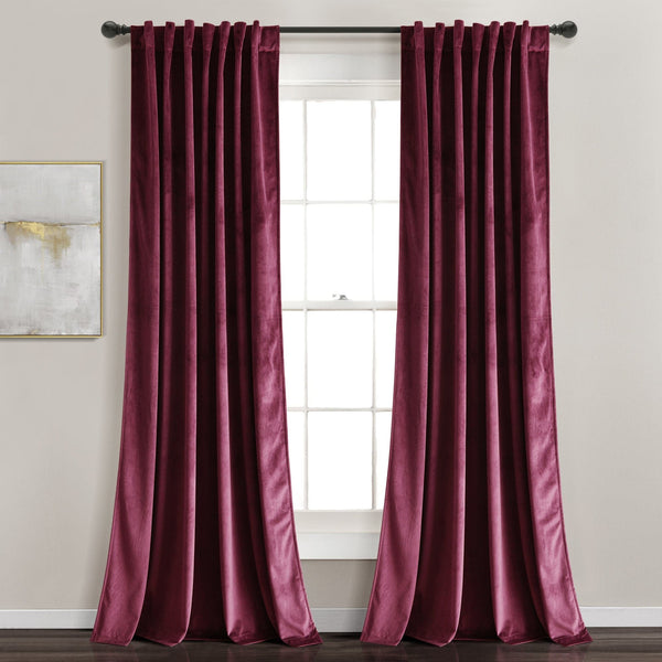 Lush Decor Prima Velvet Solid Back Tab Rod Pocket Light Filtering Window Curtain Panel Set