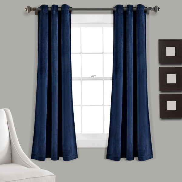 Lush Decor Prima Velvet Solid Grommet Light Filtering Window Curtain Panel Set