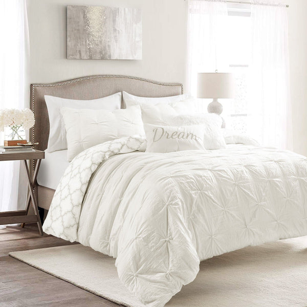 Lush Decor Ravello Pintuck Caroline Geo 7 Piece Comforter Set