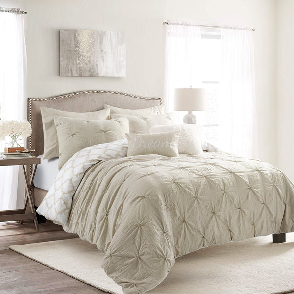 Lush Decor Ravello Pintuck Caroline Geo 7 Piece Comforter Set