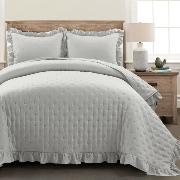 Lush Decor Reyna Ruffle Reversible Oversized 3 Piece Quilt Set