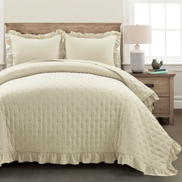 Lush Decor Reyna Ruffle Reversible Oversized 3 Piece Quilt Set
