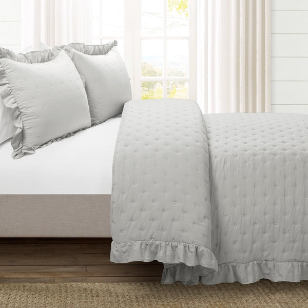 Lush Decor Reyna Ruffle Reversible Oversized 3 Piece Quilt Set