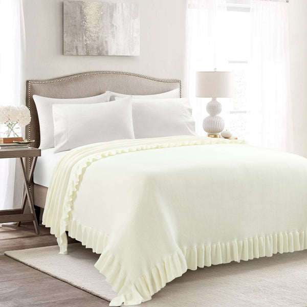 Lush Decor Reyna Soft Knitted Ruffle Blanket/Coverlet
