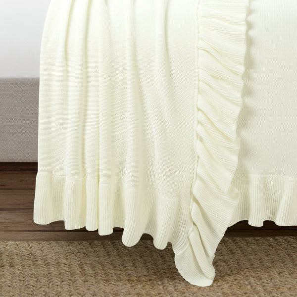 Lush Decor Reyna Soft Knitted Ruffle Blanket/Coverlet